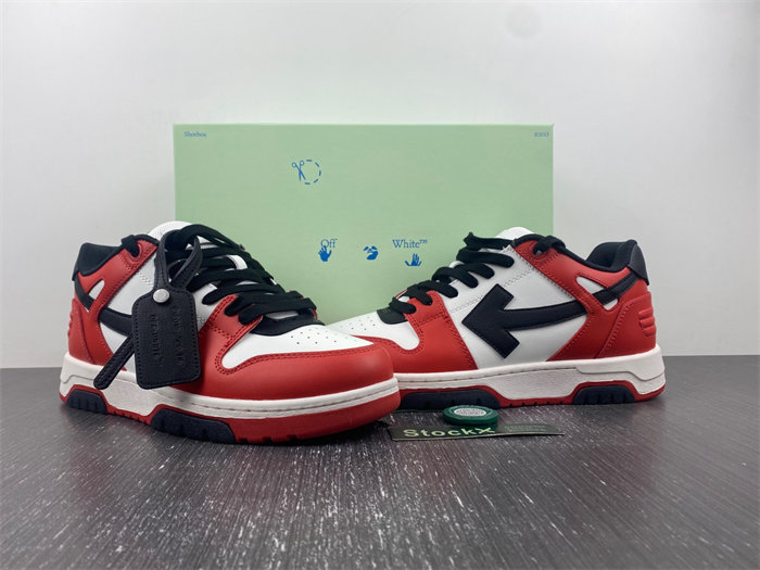 OFF-WHITE Out Of Office OOO Low Tops Black White Red OMIA189S22LEA0012510