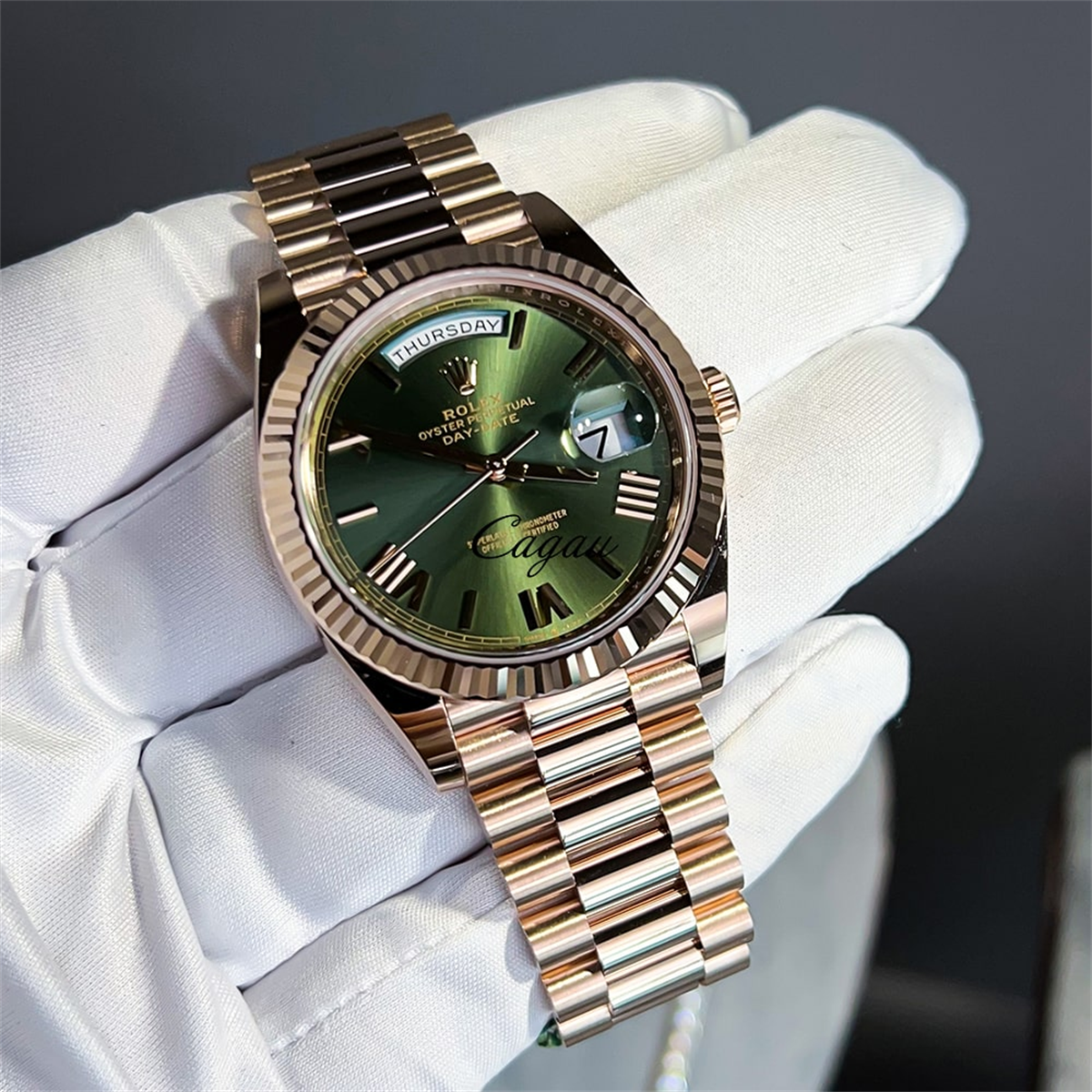 Rolex Green Day-Date Golden watchhands (41mm)