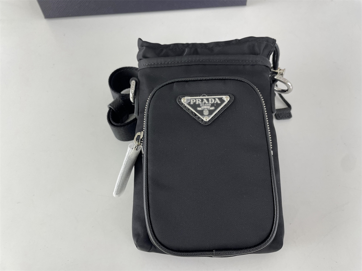 Prada Re-Nylon Black male shoulder bag, (18 x 13 cm)