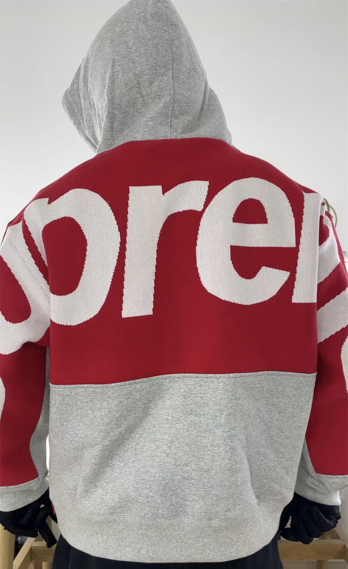 Supreme Grey Red Hoodie, (S - XXL)