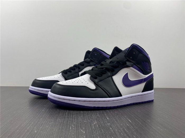 Jordan1 Mid White Black Purple 554724-095