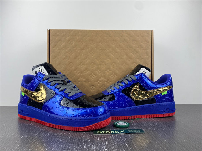 Louis Vuitton Nike Air Force 1 Low By Royal blue Black Gold Red