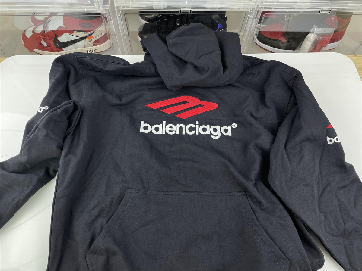 Balenciaga Big Red M LOGO Black Hoodie