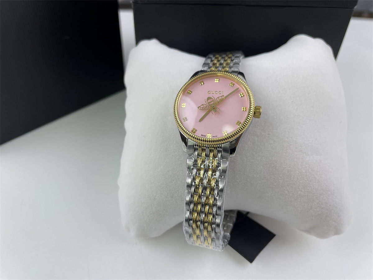 GUCCI ladies Watch Gold Pink Bee