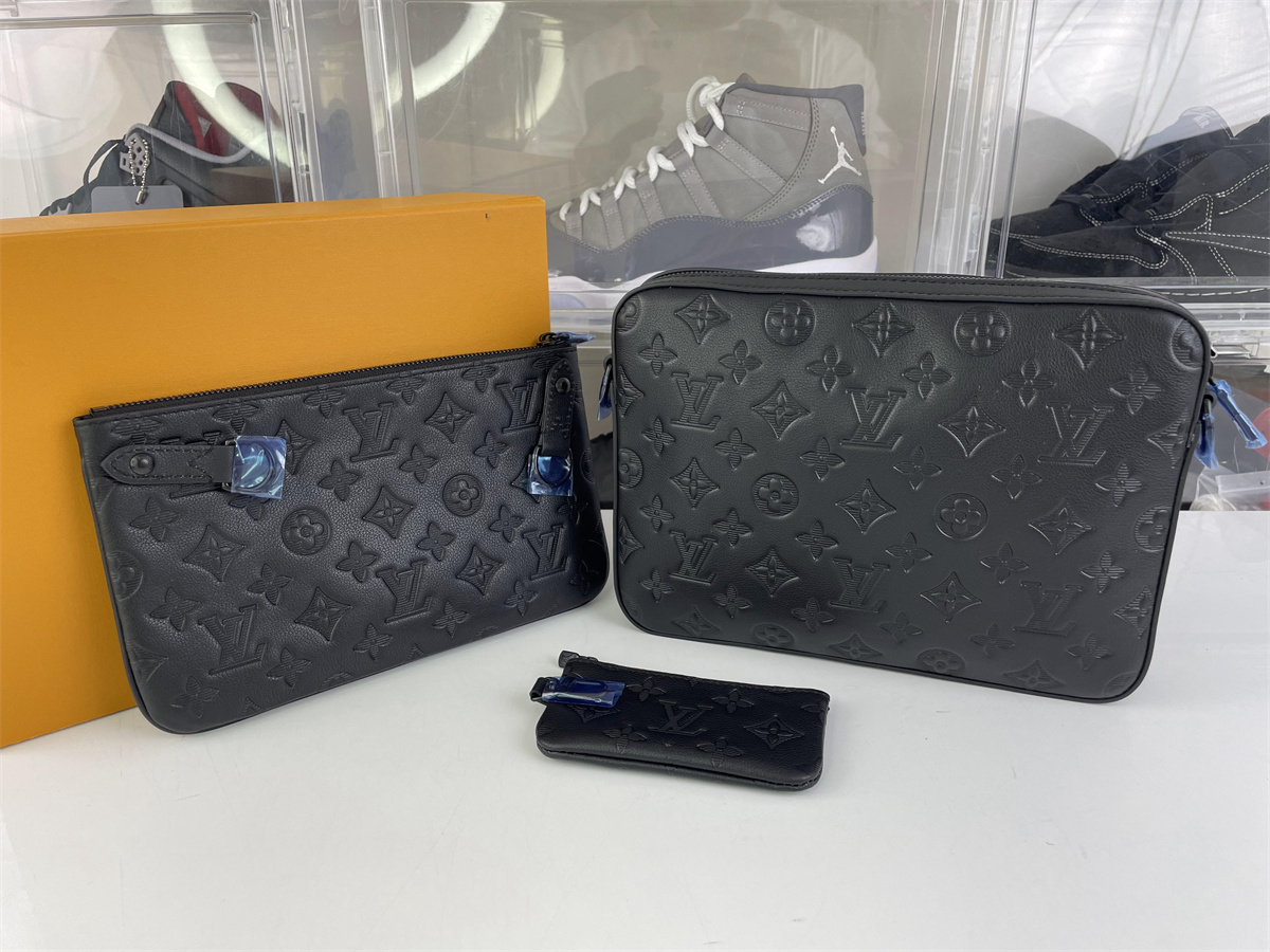 LV Black Monogram Shadow Mens Postal bag, 26 x 18.5 x 5cm