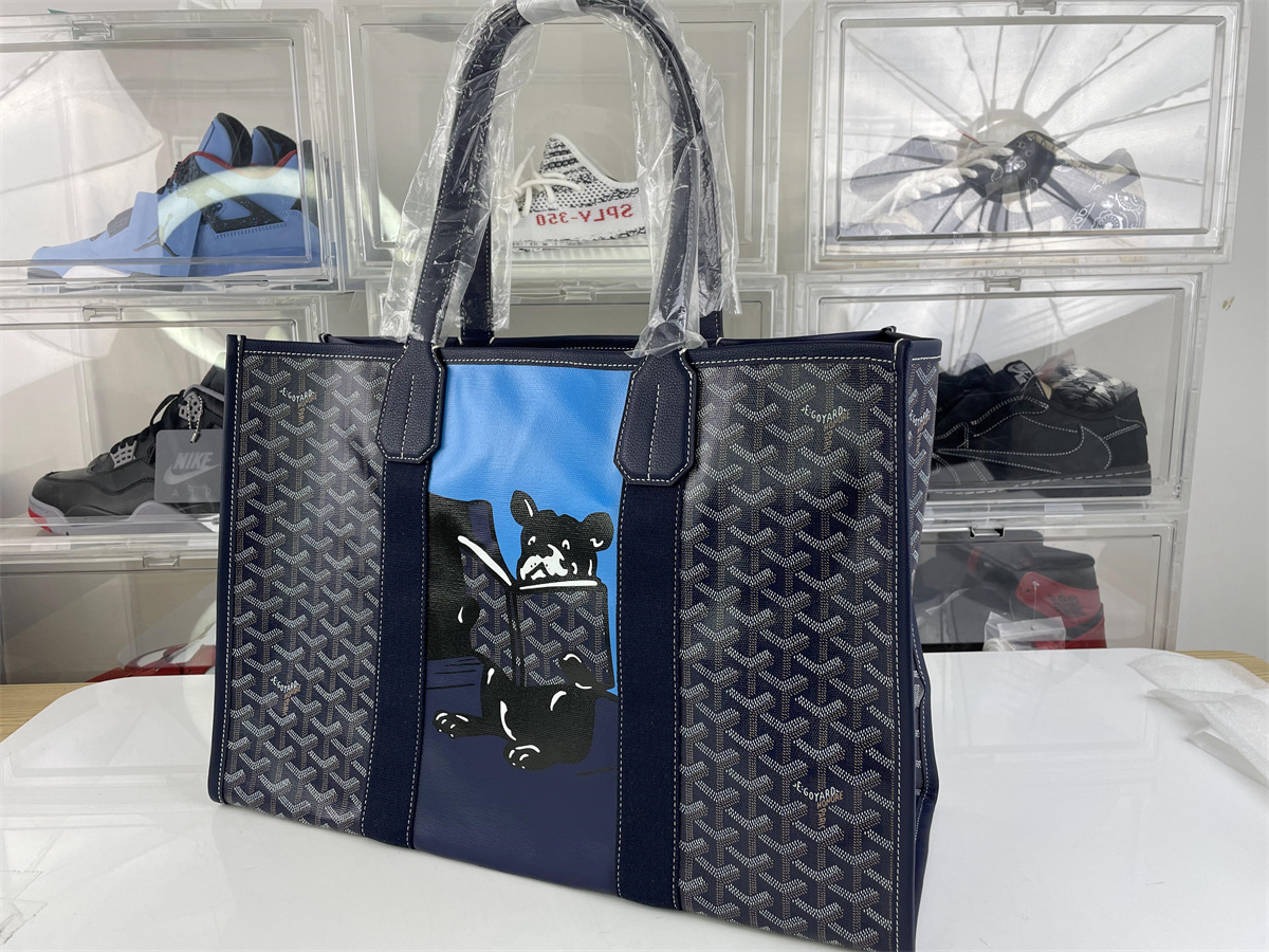 GOYARD Villette Shopping Bag Dark Blue Bulldog (45 x 32 x 15 cm)