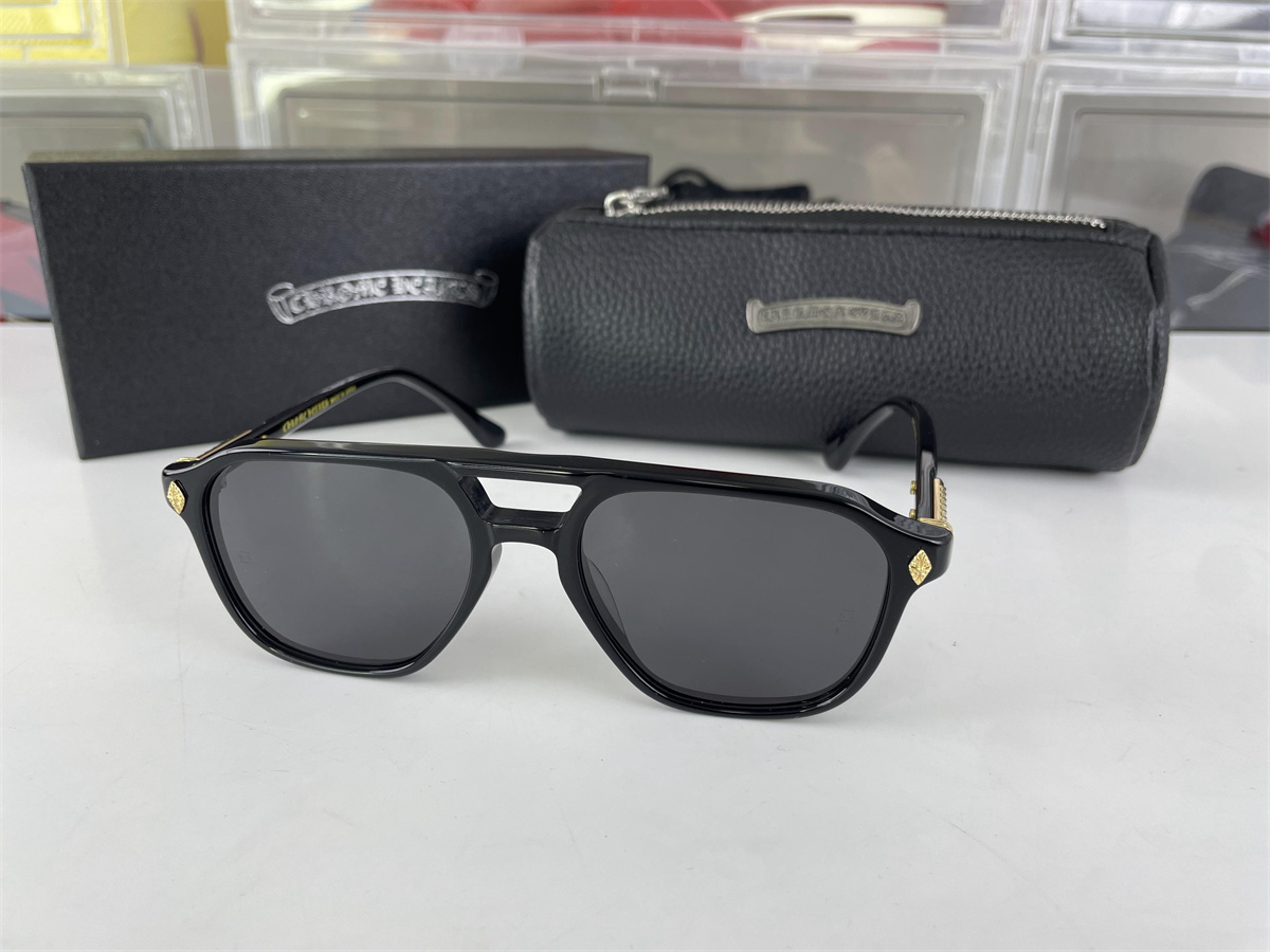Chromes Hearts Laser Black Gold Sunglasses