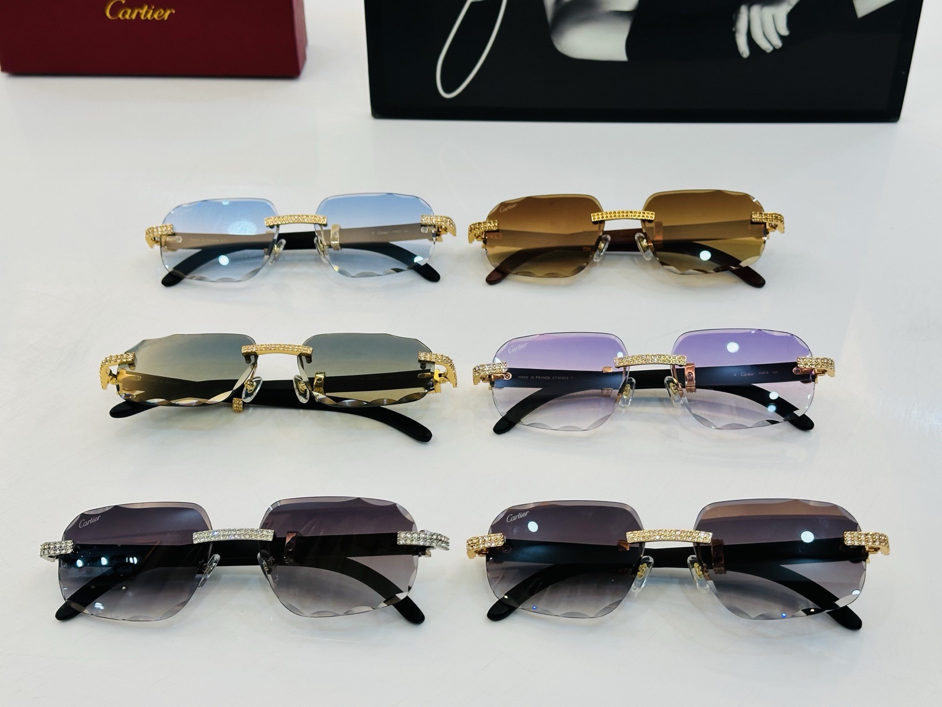 Cartier Diamonds with glasses edge cutting Sunglasses, (price for 1 pcs)