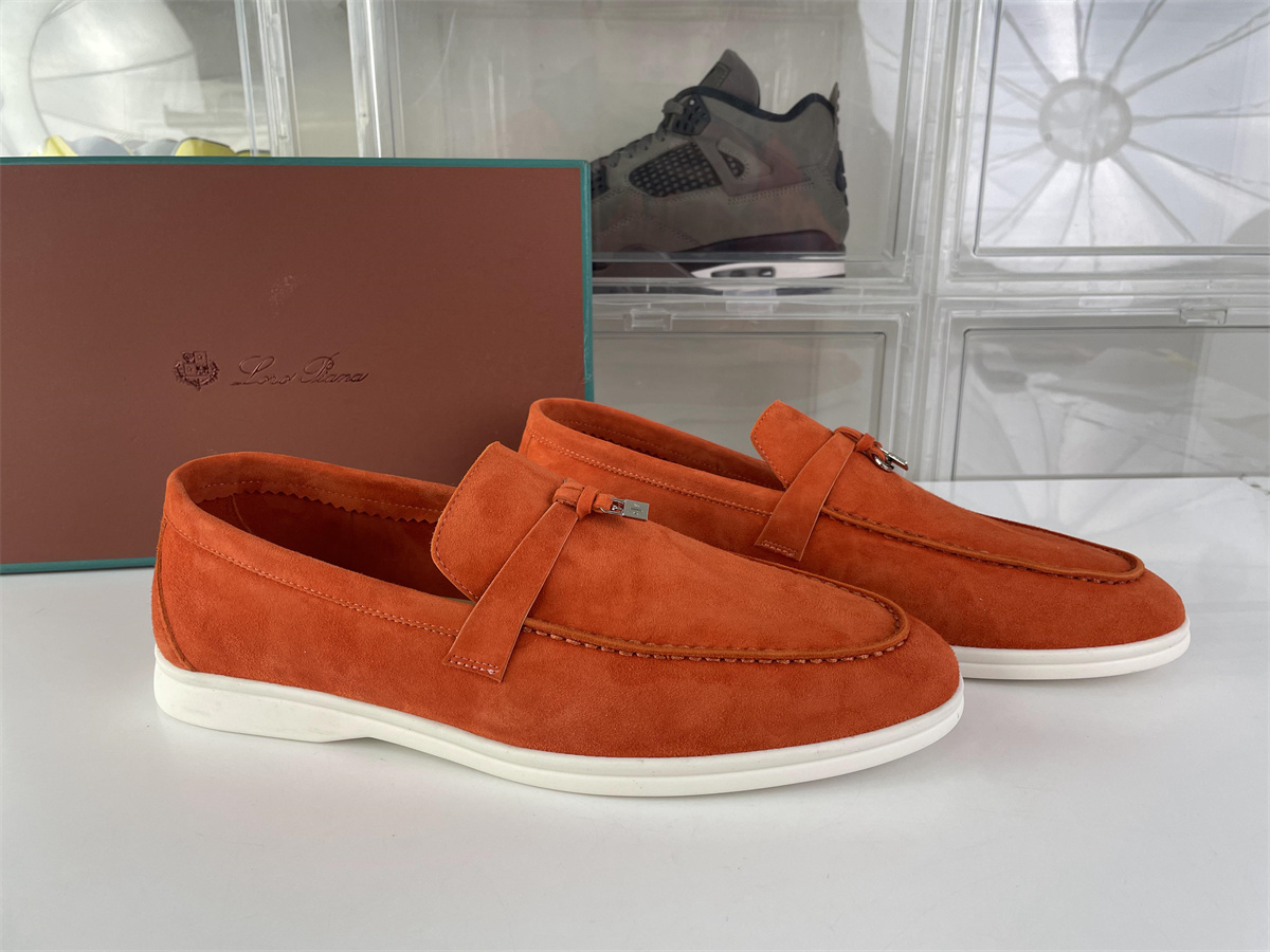 Loro piana Orange summer walk shoes Suede
