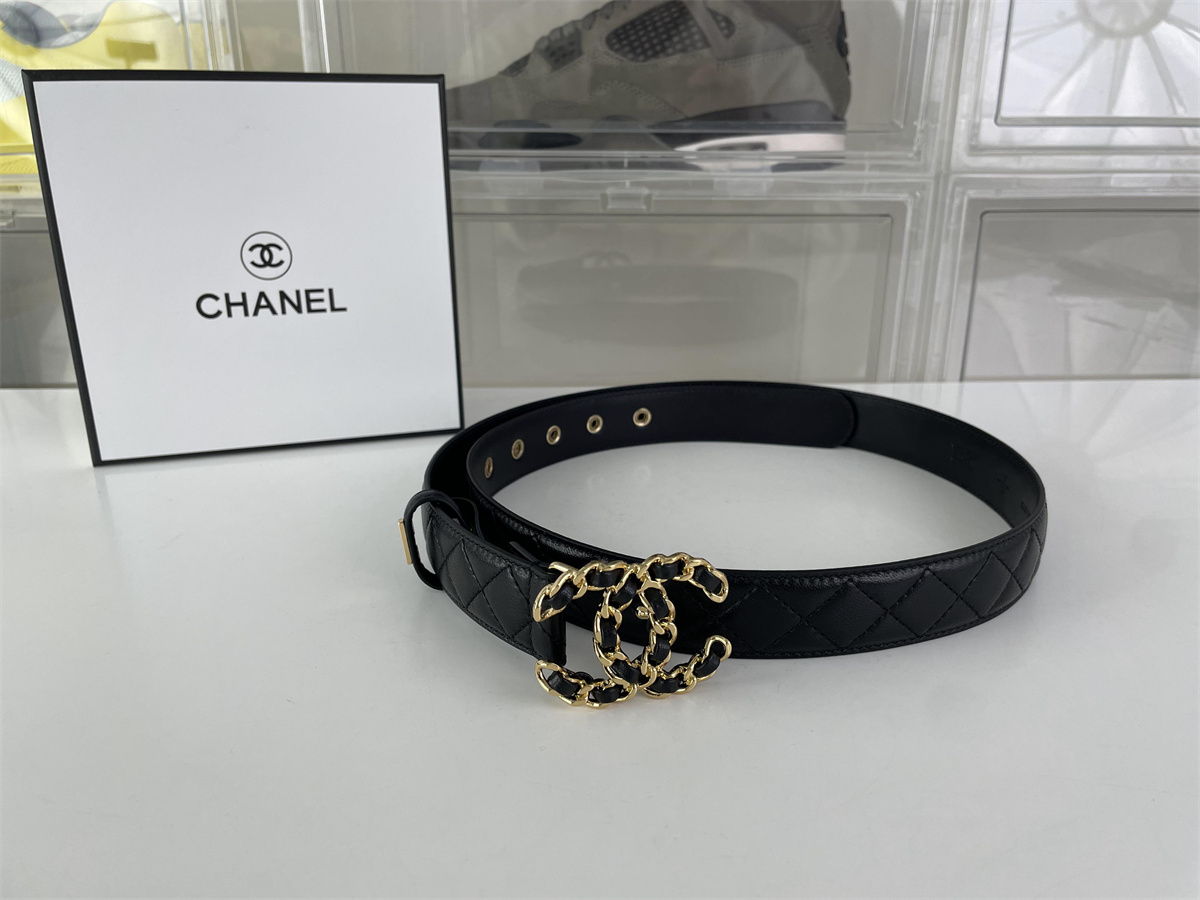 Chanel Black Gold Ladies Belt , (65-110cm)