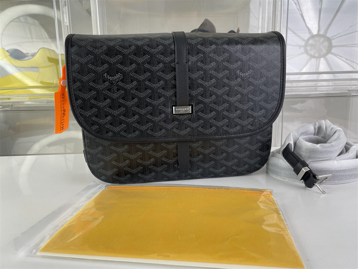 GOYARD Belvedere Black Grey handle bag, (28 x 19 x 7.5cm)